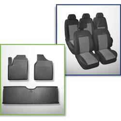 Zestaw: dywaniki TPE + pokrowce szyte na miarę do Seat Alhambra Van (1996-08.2010) - Elegance P-2 - 5 miejsc; bez trzeciego rzędu; 5 foteli